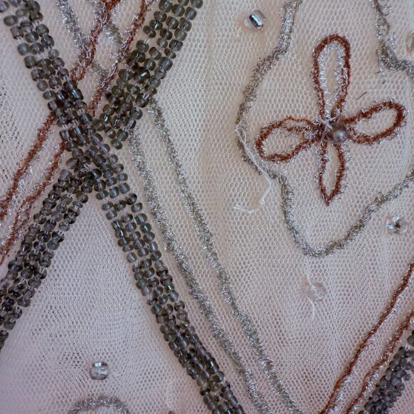 Free People Holiday to India Cap Sleeve Beaded Peplum Semi Sheer Top in Pink S - Picture 8 of 14